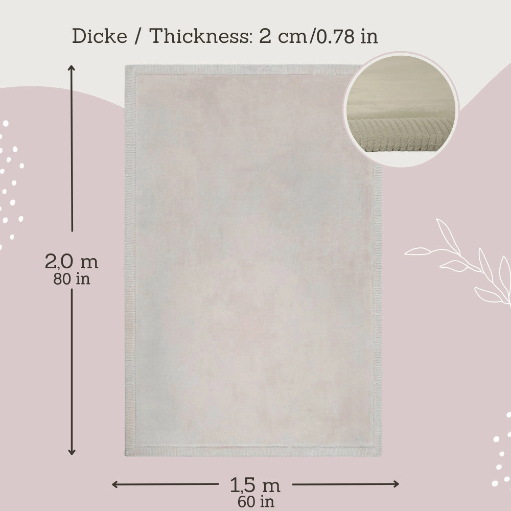 Hakuna Matte: Plush Coral Velvet Baby Playmat - Soft Grey