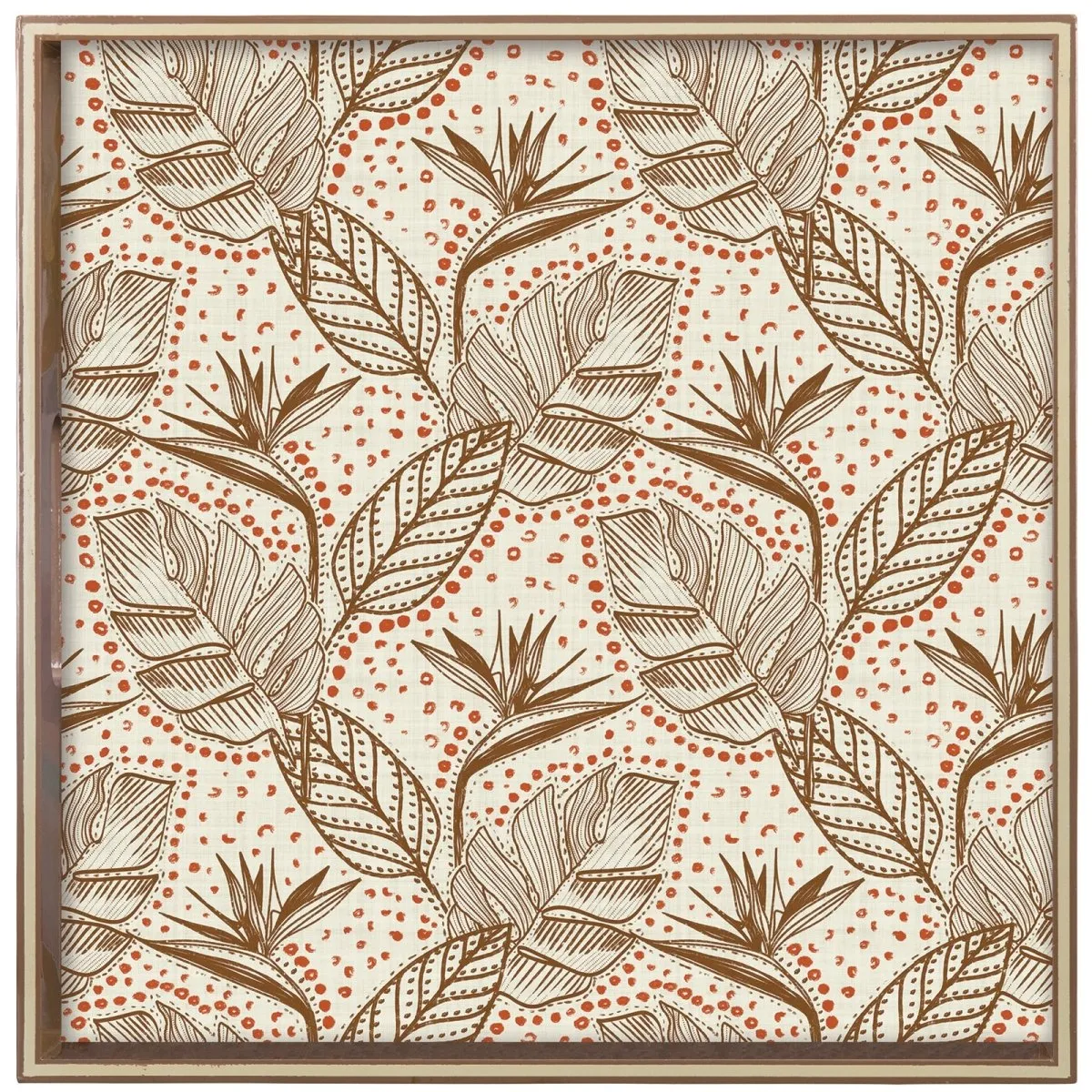 Handmade Foliage 15" Square Lacquer Art Serving Tray