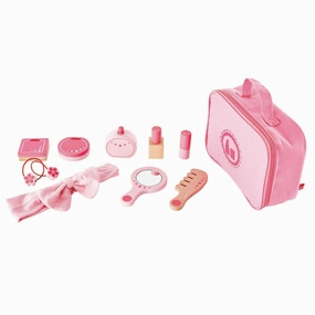 Hape 11-Piece Beauty Belongings Kit - Pink Wooden Cosmetics Set for Kids