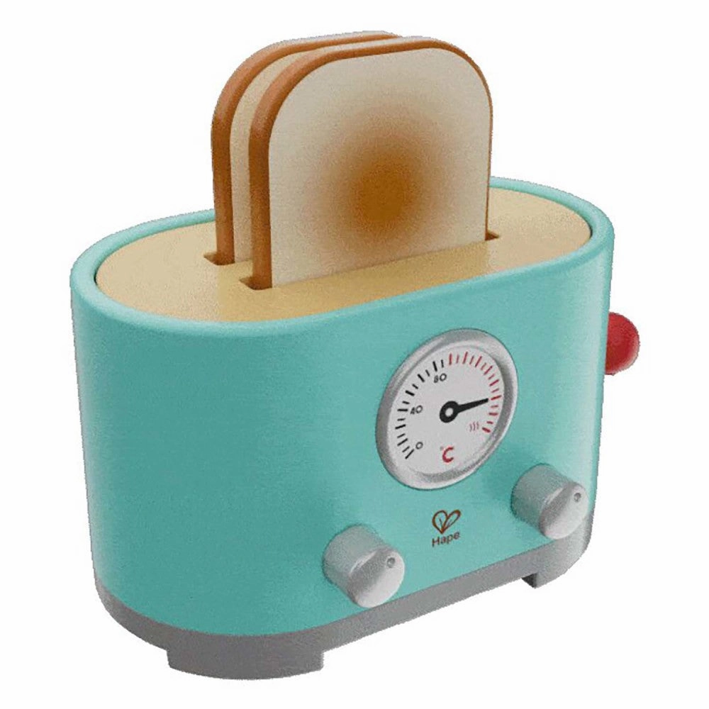 Hape 15pc Ding & Pop-Up Toaster - Teal Wooden Food Playset