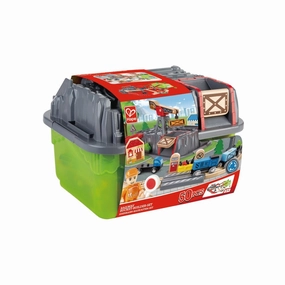 Hape 50-Piece Railway Bucket Builder Set for Creative Kids Ages 3 