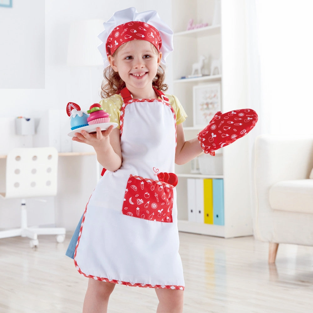 Hape 5pc Chef Pack - Red & White, Kitchen Dress Up Toy Playset