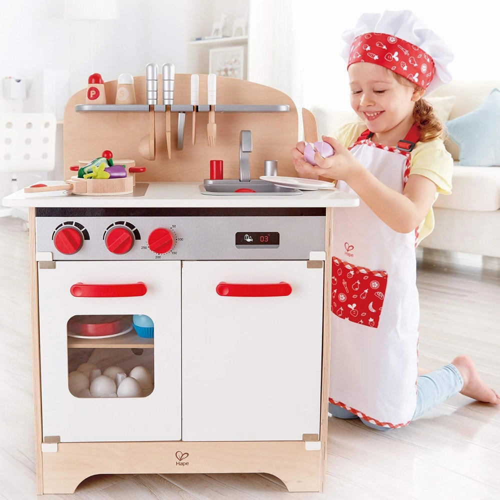 Hape 5pc Chef Pack - Red & White, Kitchen Dress Up Toy Playset