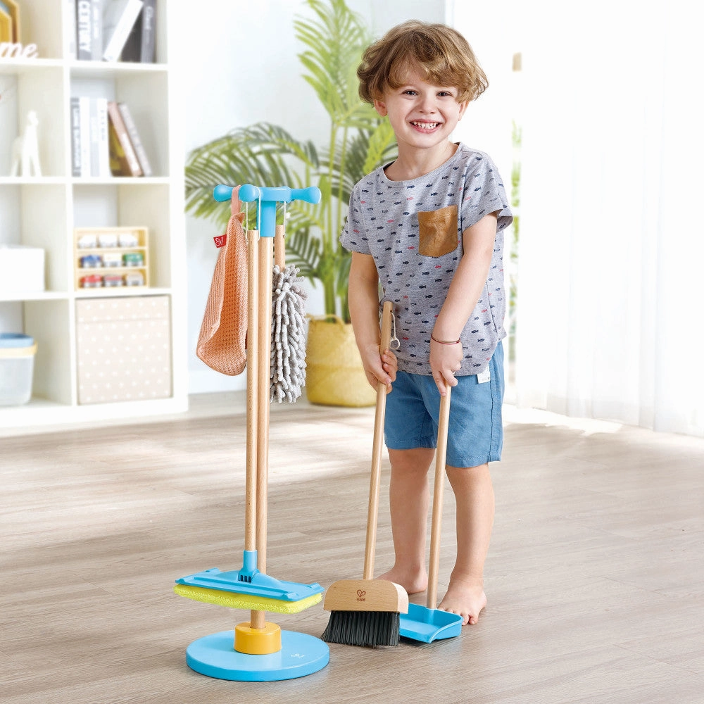 Hape 6pc Clean Up Broom Set - Yellow & Blue Playset