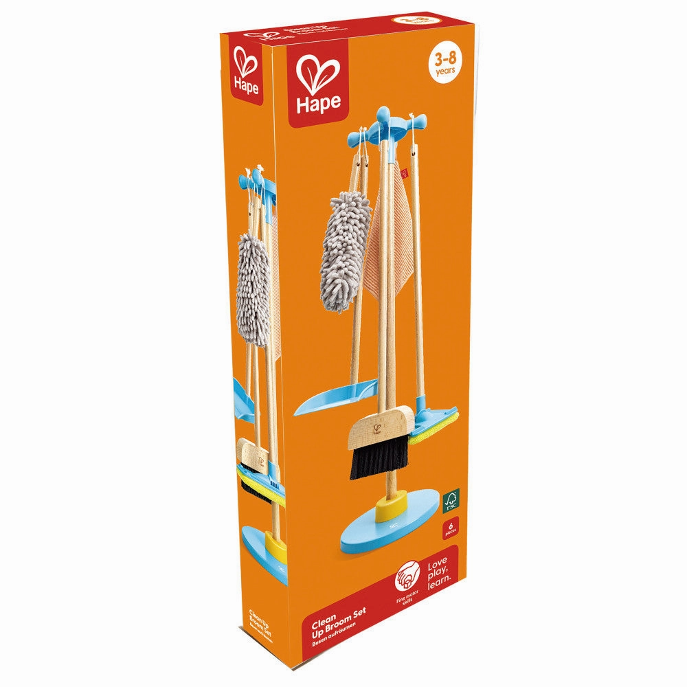 Hape 6pc Clean Up Broom Set - Yellow & Blue Playset