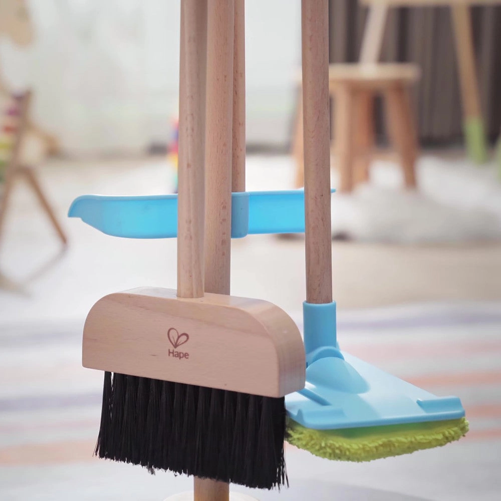 Hape 6pc Clean Up Broom Set - Yellow & Blue Playset