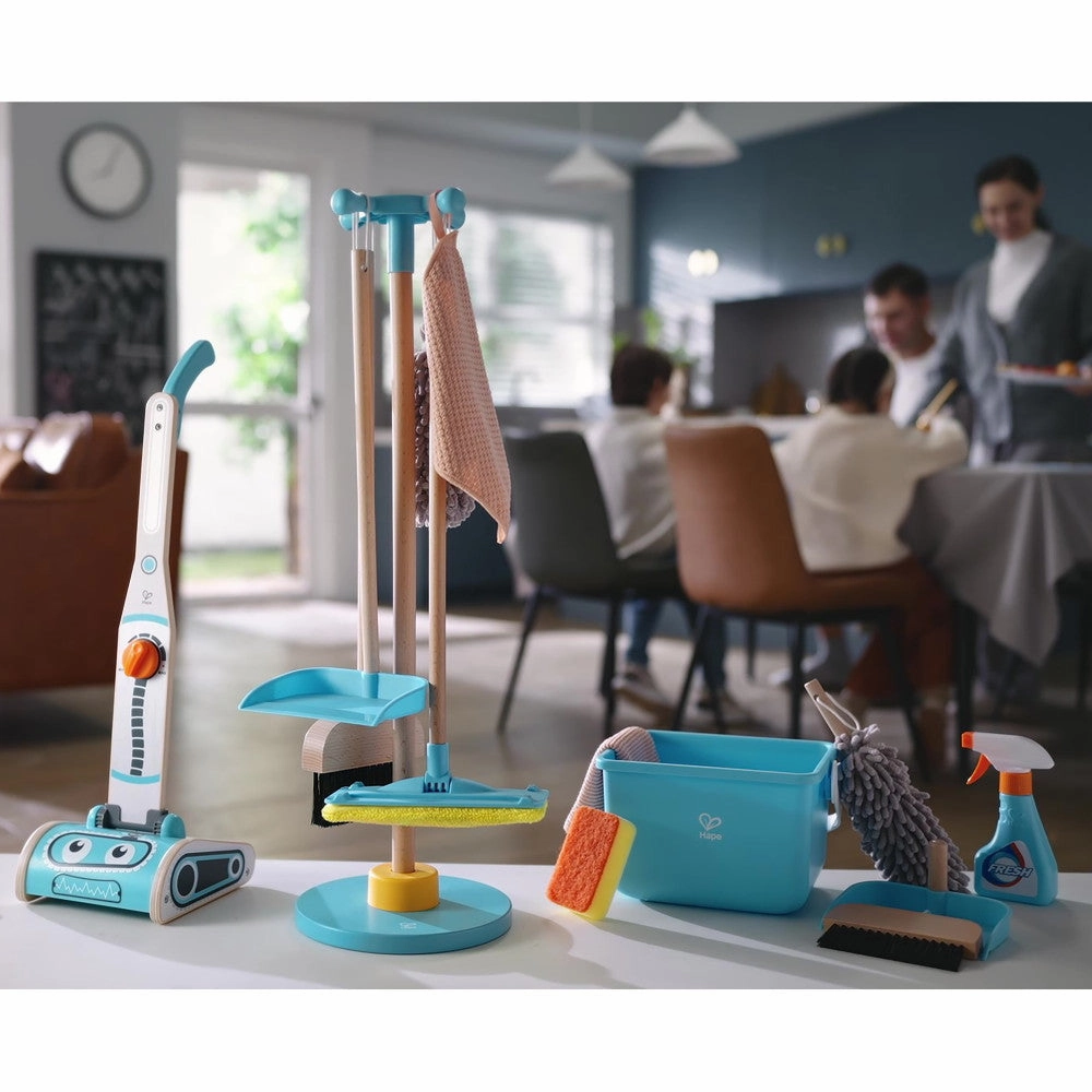 Hape 6pc Clean Up Broom Set - Yellow & Blue Playset