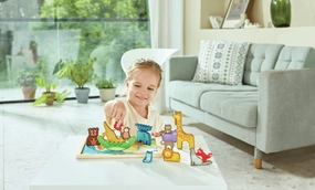 Hape Animal Kingdom Block Puzzle and Stacking Toy for Ages 3 and Up
