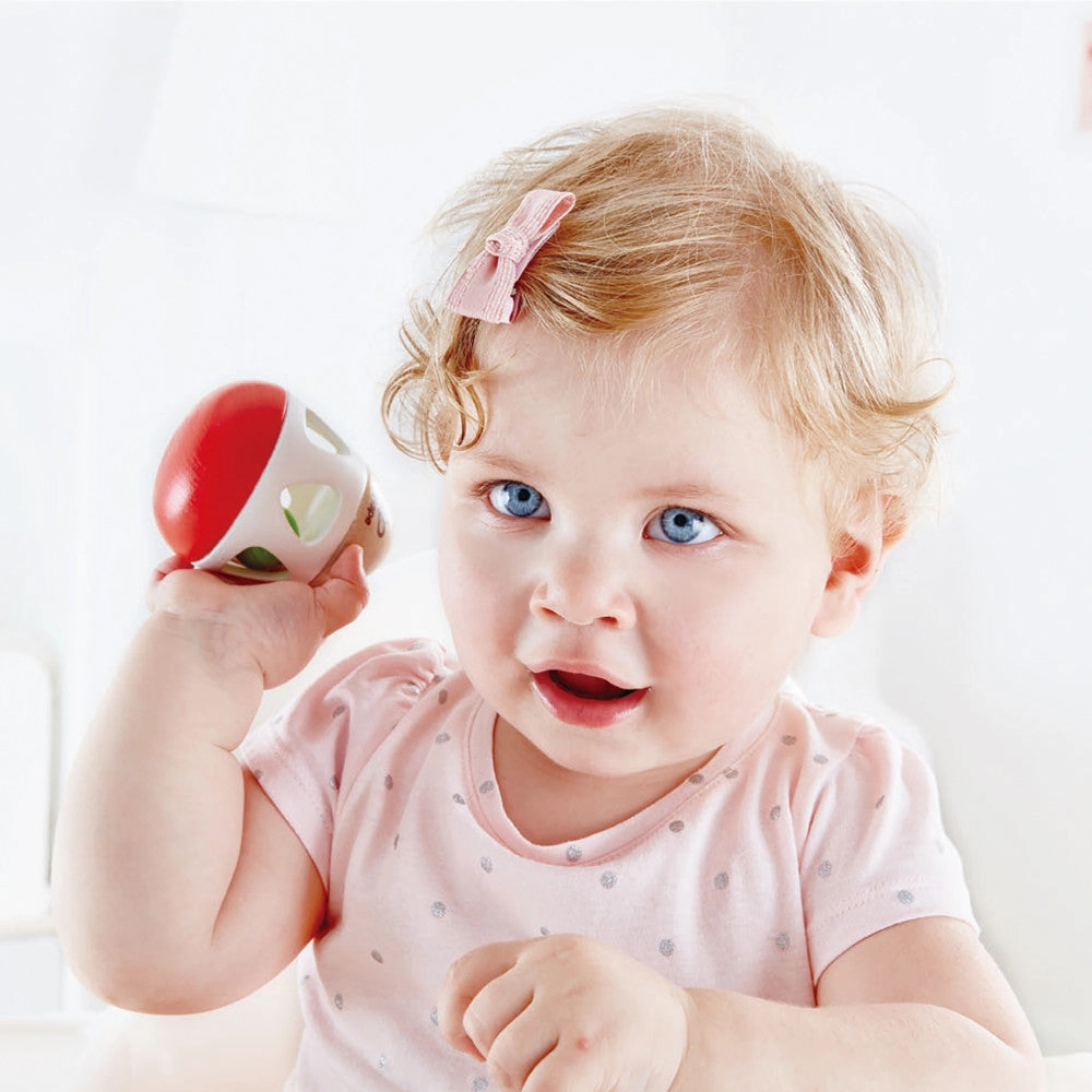 Hape Bell Rattle Toy  Vibrant Red, White & Green