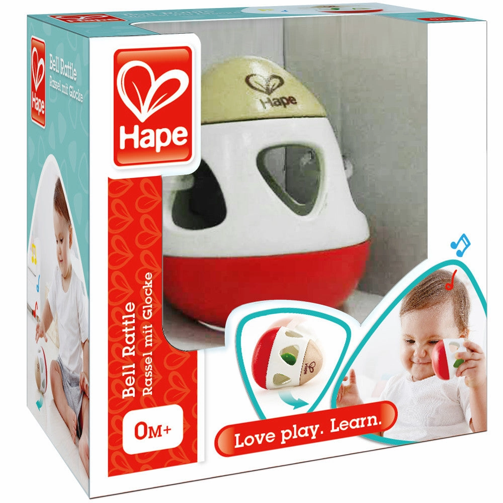 Hape Bell Rattle Toy  Vibrant Red, White & Green