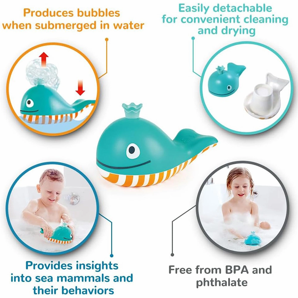 Hape Bubble Blowing Whale - Blue & Yellow Bath Toy