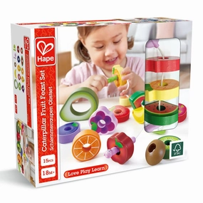 Hape Caterpillar Fruit Feast - 14pc Wooden Stringing Playset