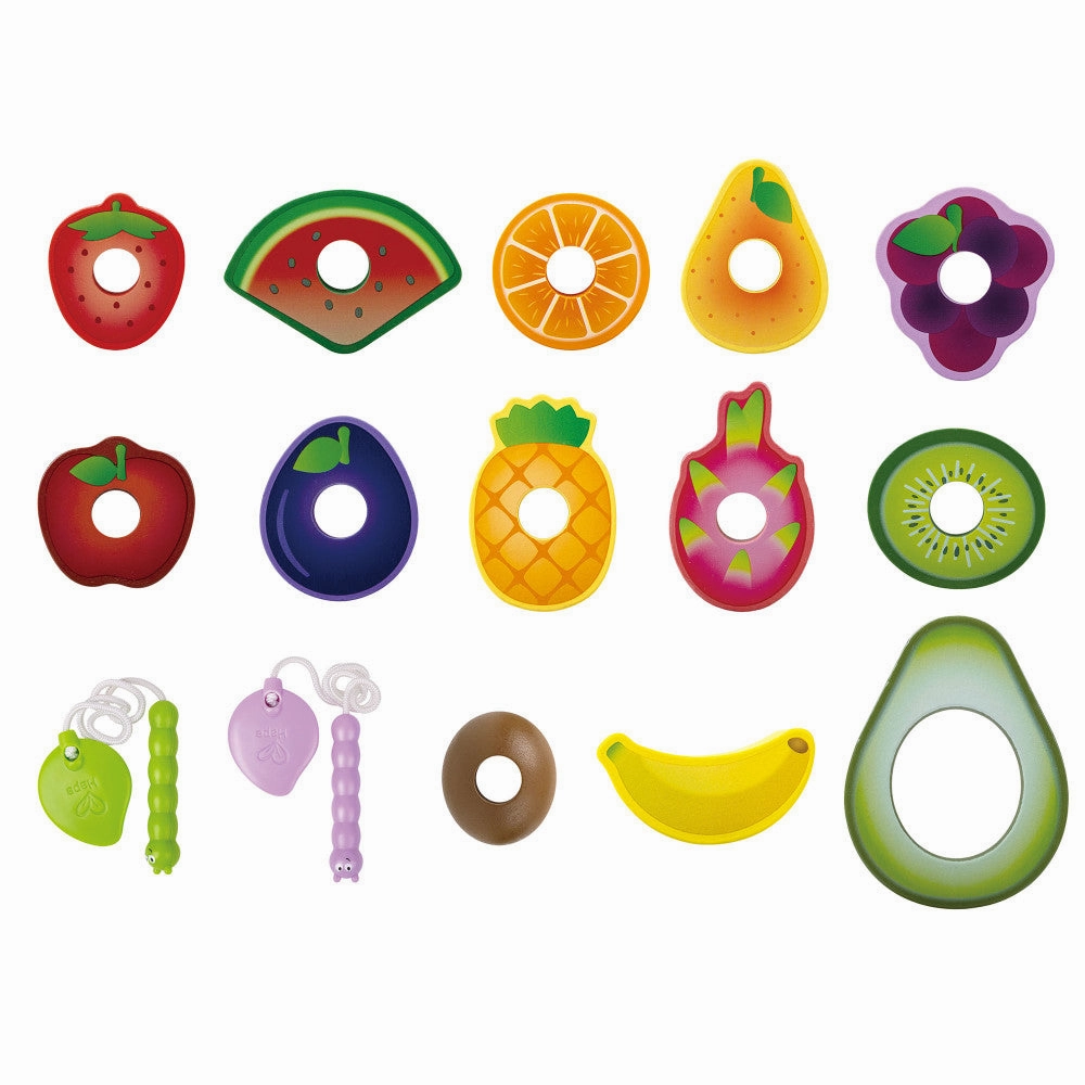 Hape Caterpillar Fruit Feast - 14pc Wooden Stringing Playset