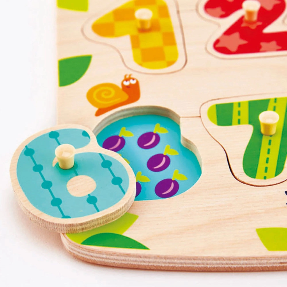 Hape Fruity Numbers 11pc Wooden Peg Puzzle - Colorful Educational Toy