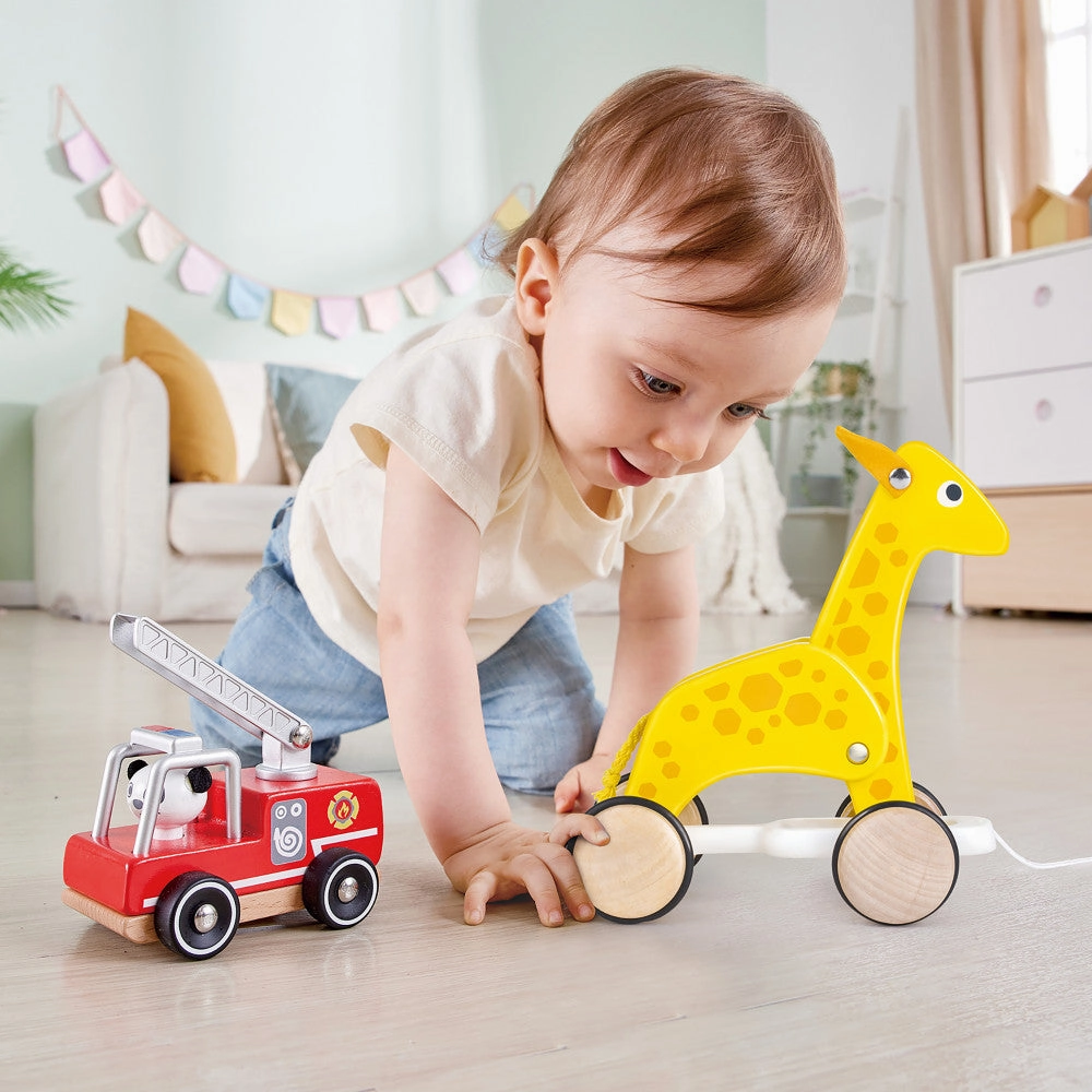 Hape Giraffe Pull Along Toy - Yellow