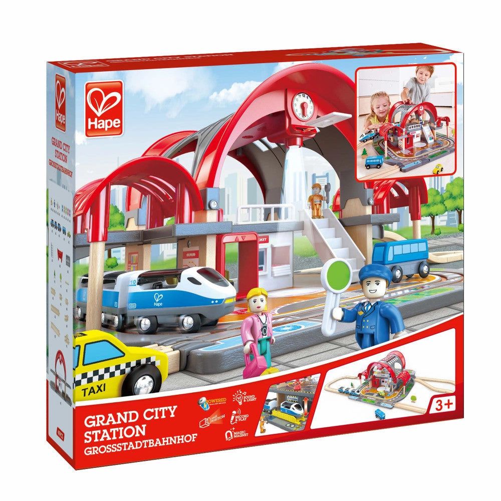 Hape Grand City Station Railway Set - 49 Pieces with Light & Sound, Ages 3 