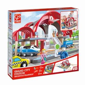 Hape Grand City Station Railway Set - 49 Pieces with Light & Sound, Ages 3 