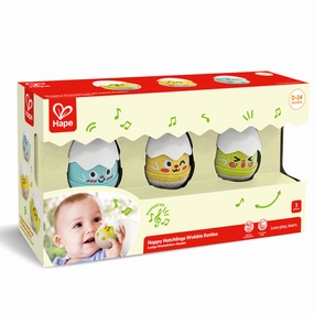 Hape Happy Hatchlings Wobble Rattles  3pc, Emotive Eggs Edition