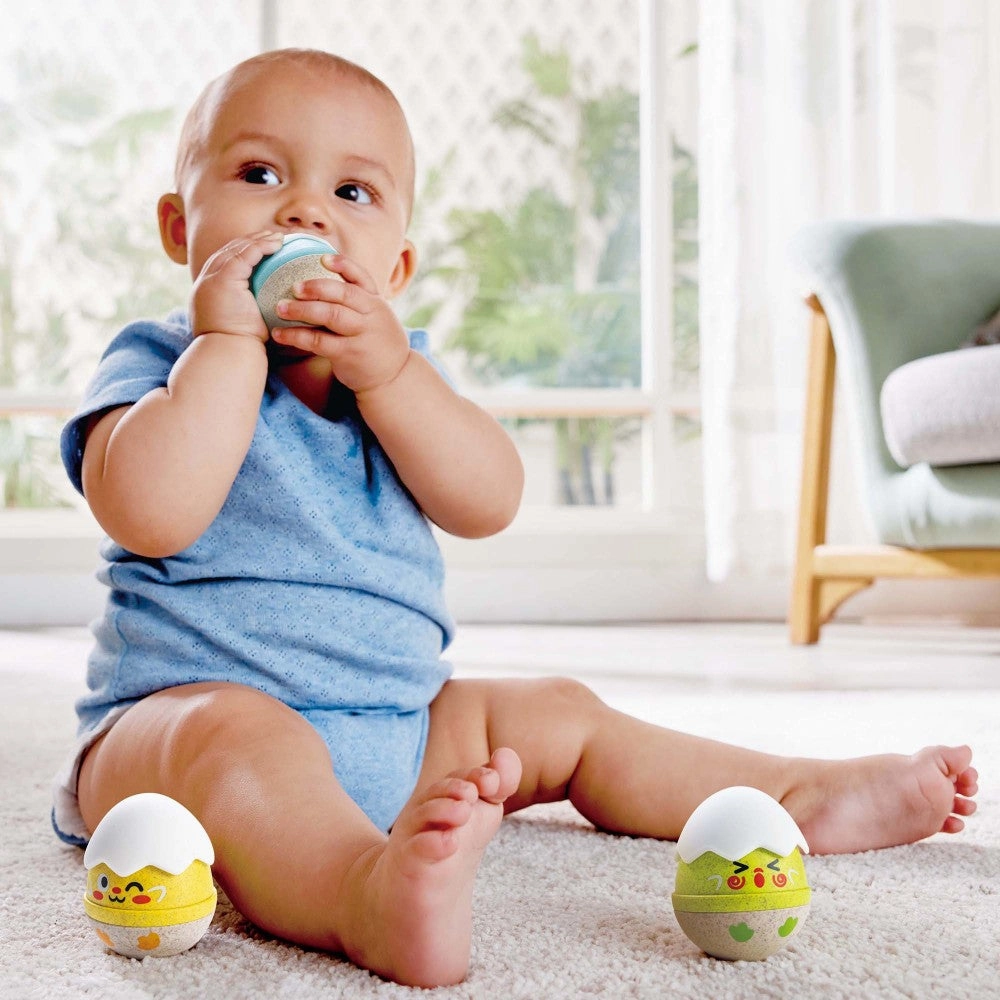 Hape Happy Hatchlings Wobble Rattles  3pc, Emotive Eggs Edition