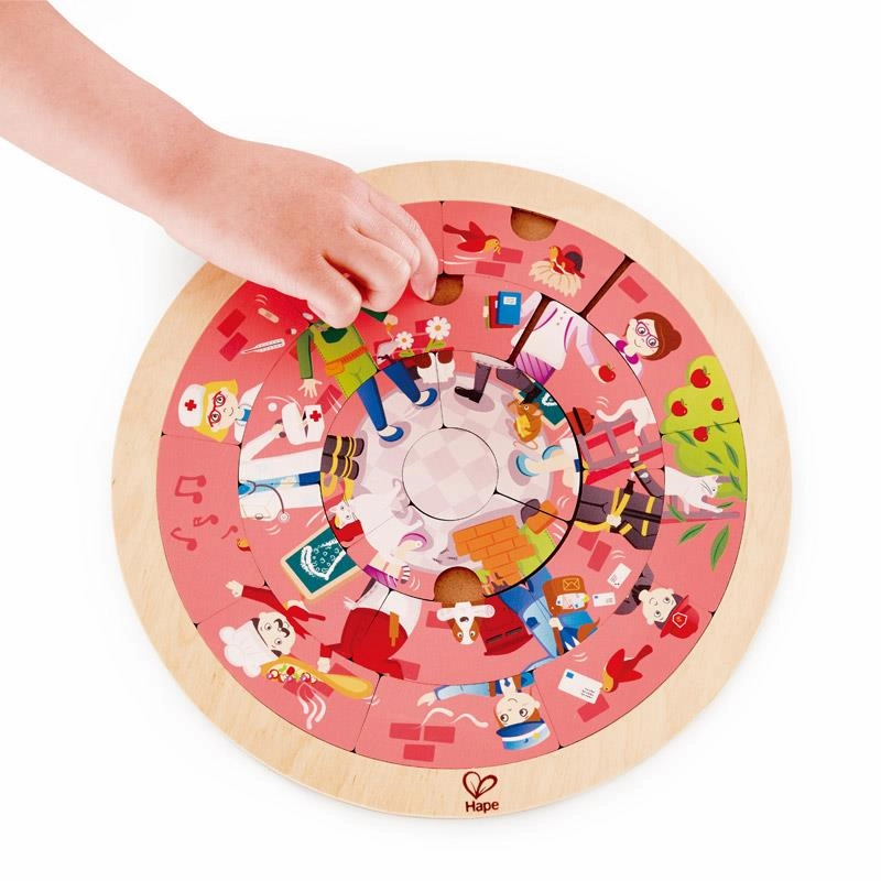 Hape Jobs Roundabout Children's Circular Wooden Puzzle for Ages 4 & Up