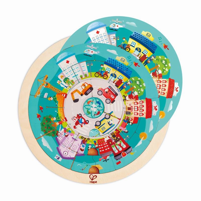 Hape Jobs Roundabout Children's Circular Wooden Puzzle for Ages 4 & Up