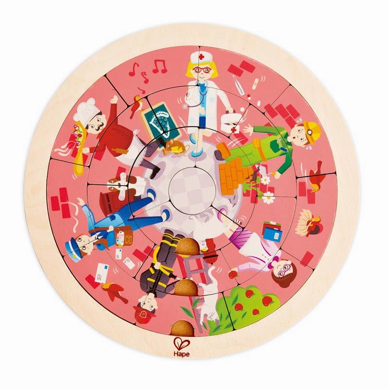 Hape Jobs Roundabout Children's Circular Wooden Puzzle for Ages 4 & Up