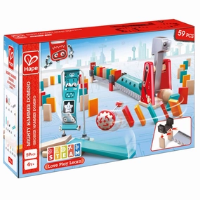 Hape Mighty Hammer Wooden Domino Set - 59 Pieces Interactive Playset