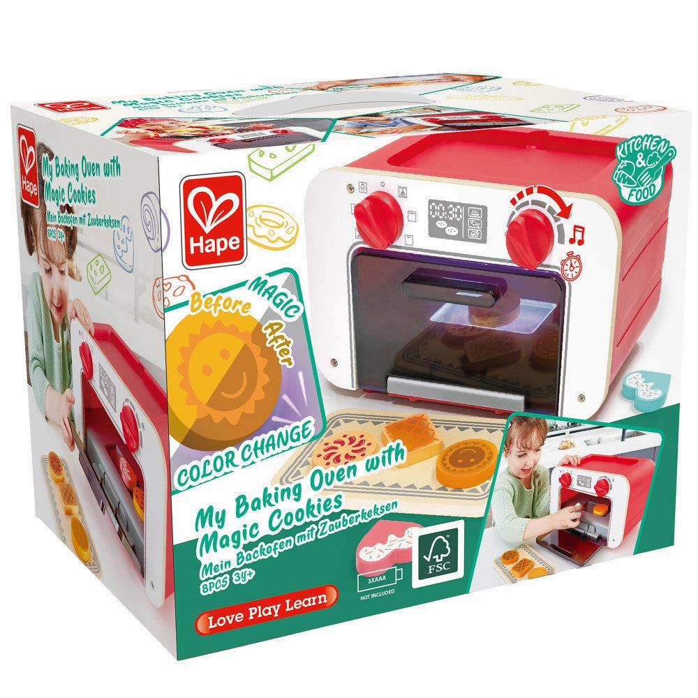 Hape My Baking Oven Playset with Magic Color-Changing Cookies - Red & White