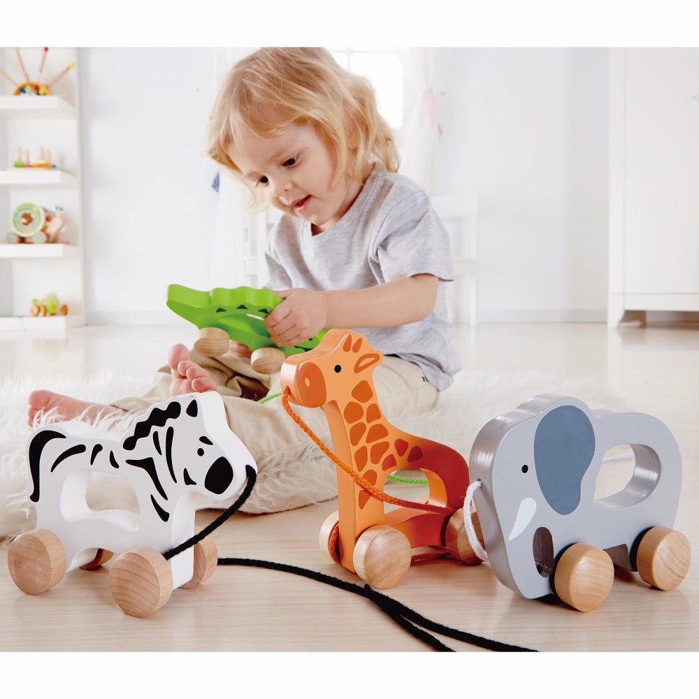 Hape Orange Giraffe Push & Pull - Wooden Toddler Toy