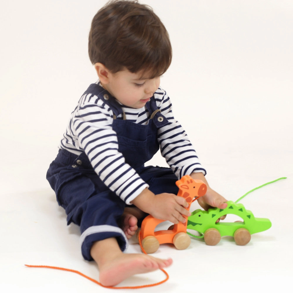 Hape Orange Giraffe Push & Pull - Wooden Toddler Toy
