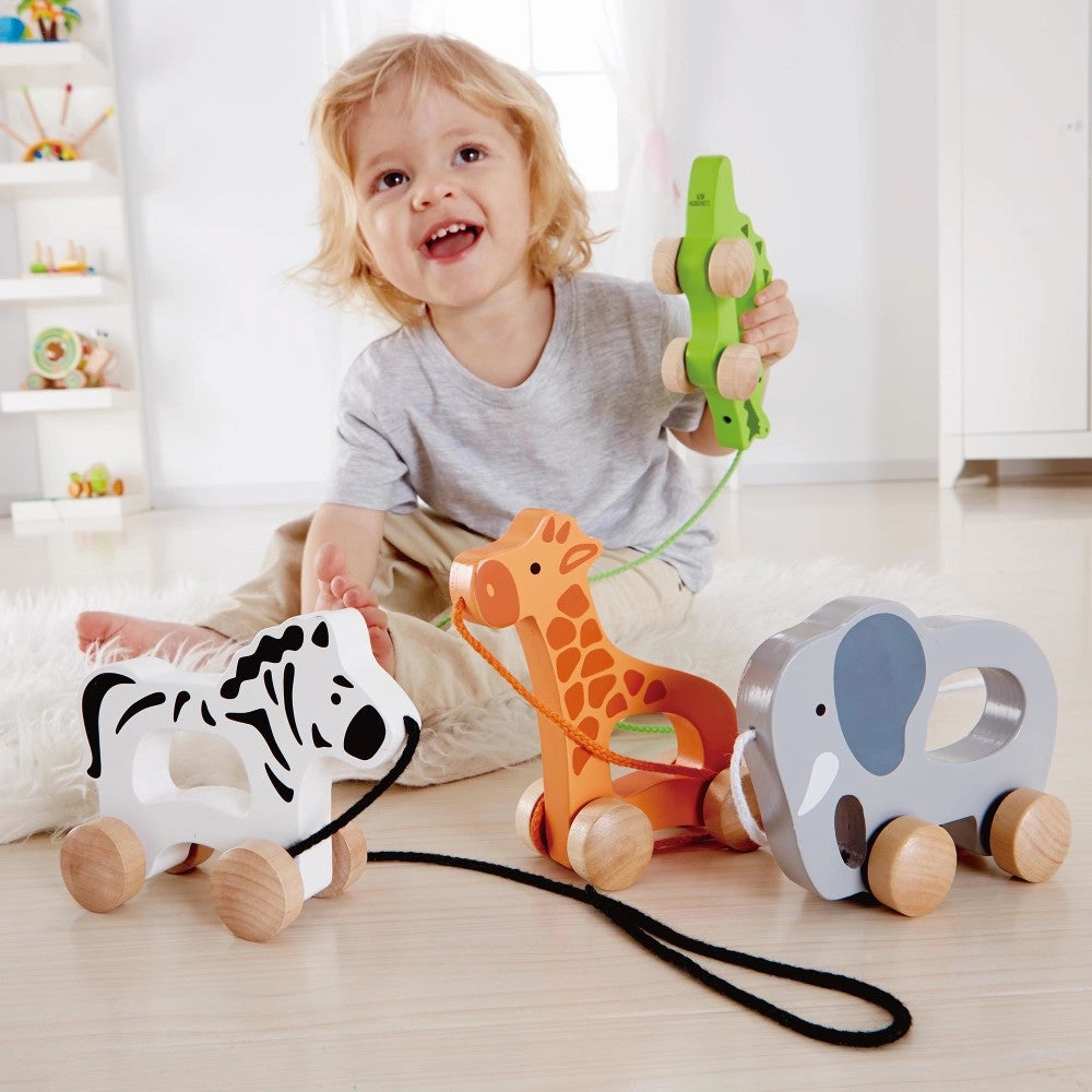 Hape Orange Giraffe Push & Pull - Wooden Toddler Toy