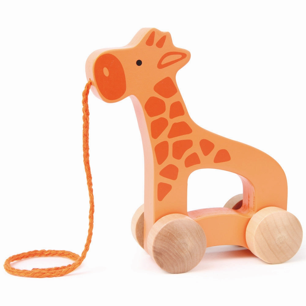 Hape Orange Giraffe Push & Pull - Wooden Toddler Toy