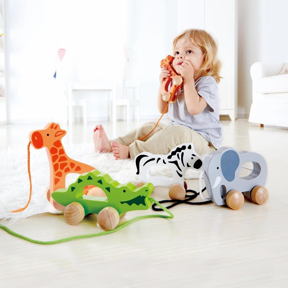 Hape Orange Giraffe Push & Pull - Wooden Toddler Toy