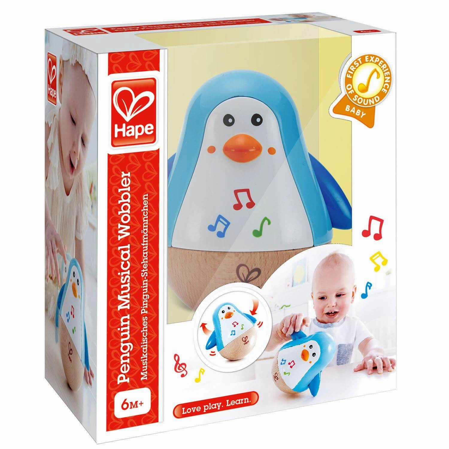 Hape Penguin Musical Wobbler Toy with Bell for Babies Ages 6M and Up