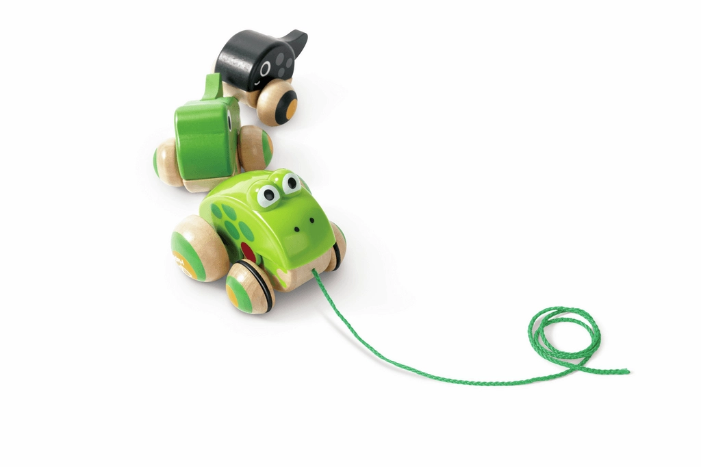 Hape Pull-Along Frog Family Educational Toy for Toddlers Ages 1 and Up