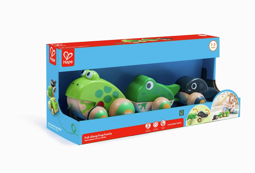 Hape Pull-Along Frog Family Educational Toy for Toddlers Ages 1 and Up