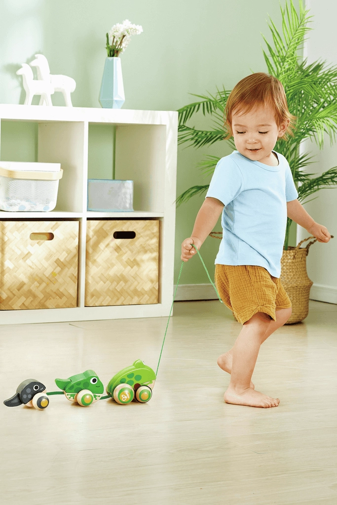 Hape Pull-Along Frog Family Educational Toy for Toddlers Ages 1 and Up