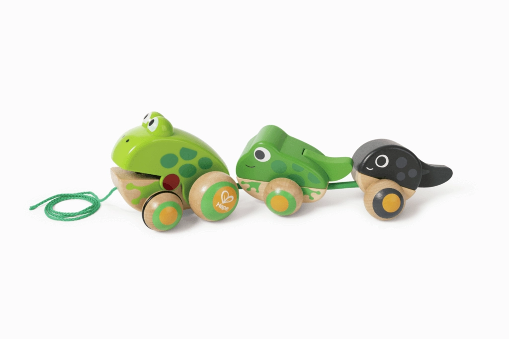 Hape Pull-Along Frog Family Educational Toy for Toddlers Ages 1 and Up