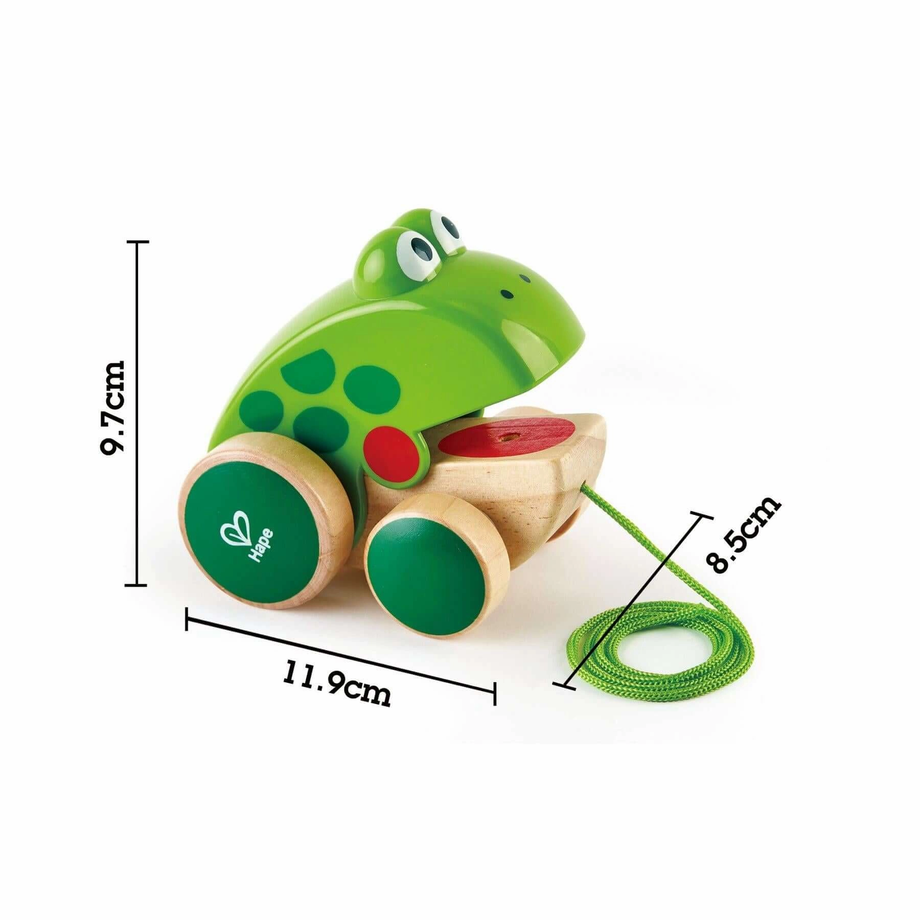 Hape Pull Along Frog Toy with Opening Mouth for Toddlers Ages 1 and Up