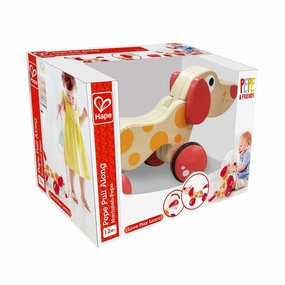 Hape Pull Along Pepe Puppy Interactive Wooden Toy for Ages 1 and Up