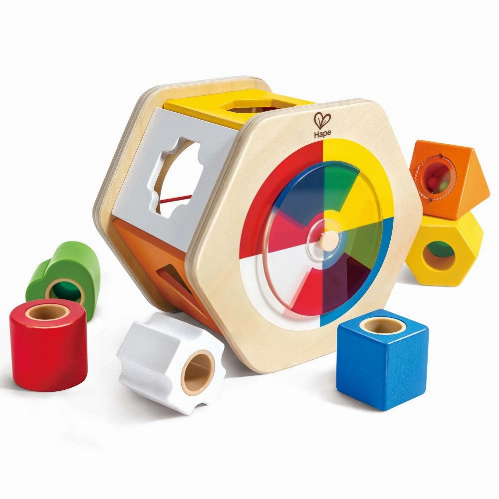 Hape Rainbow Wonder Wooden Shape Sorter - Interactive Sorting Toy