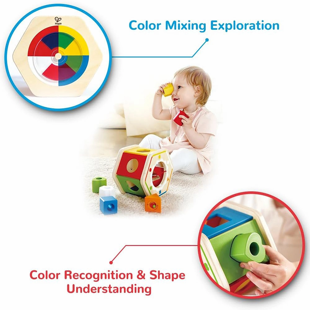 Hape Rainbow Wonder Wooden Shape Sorter - Interactive Sorting Toy