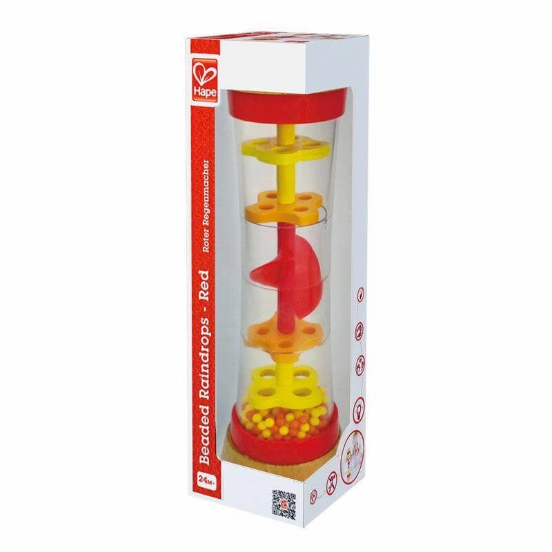 Hape Red Beaded Raindrops Sensory Baby Rattle Toy Suitable from Birth