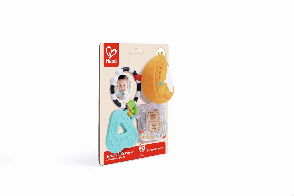 Hape Sensory ABC Playset with Rattle & Teether for Babies Ages 3M & Up