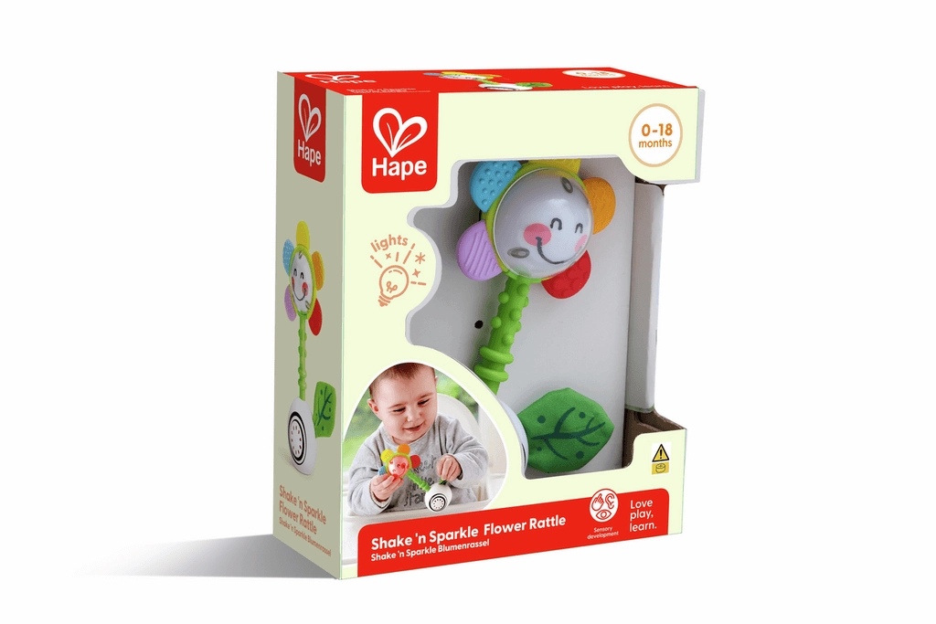 Hape Shake and Sparkle Flower Rattle Sensory Toy Suitable from Birth