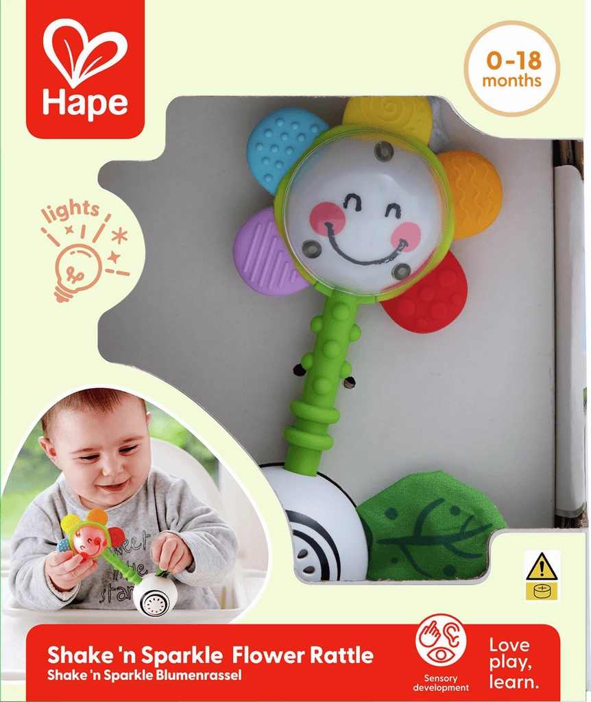 Hape Shake and Sparkle Flower Rattle Sensory Toy Suitable from Birth