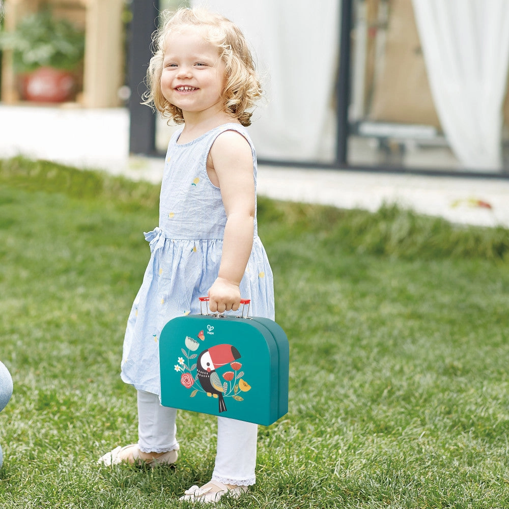 Hape Tea Time Playset - 15pc Teal & Pink with Carry Case