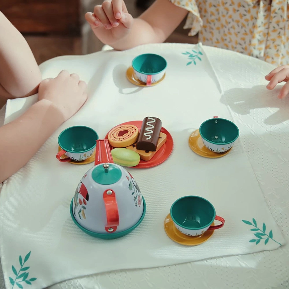 Hape Tea Time Playset - 15pc Teal & Pink with Carry Case