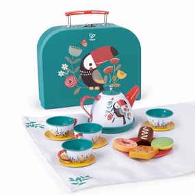 Hape Tea Time Playset - 15pc Teal & Pink with Carry Case