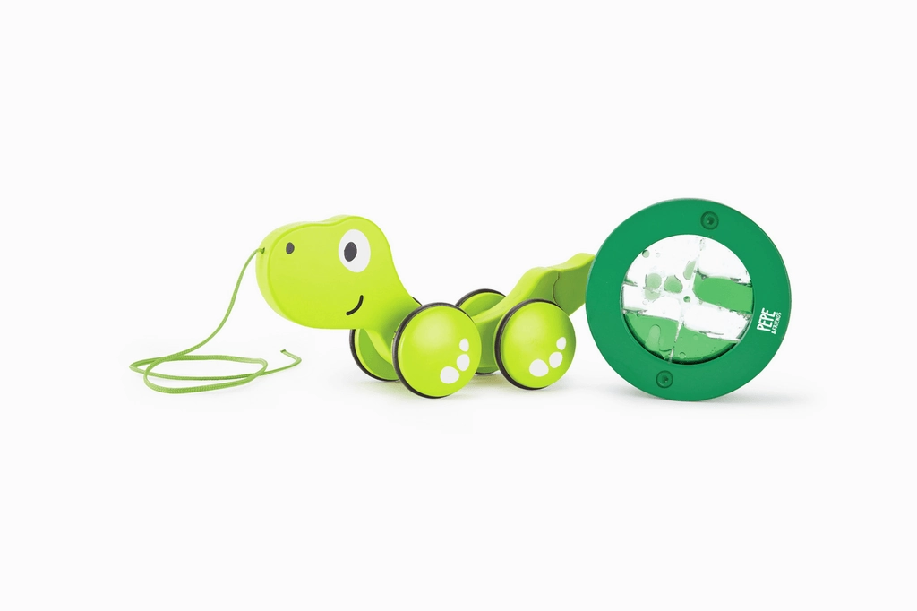 Hape Tito the Turtle Wooden Pull Along Toy with Water for Age 1 and Up